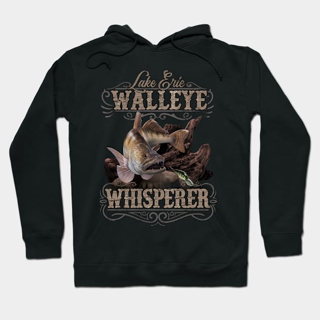 Lake Erie Walleye Whisperer Vintage Fishing Hoodie by MarkusShirts